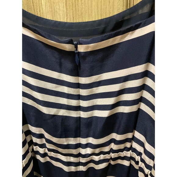 J. CREW NAVY IVORY STRIPE SPAGHETTI STRAP 100% SILK DRESS WOMENS SIZE 6 - Picture 3 of 5